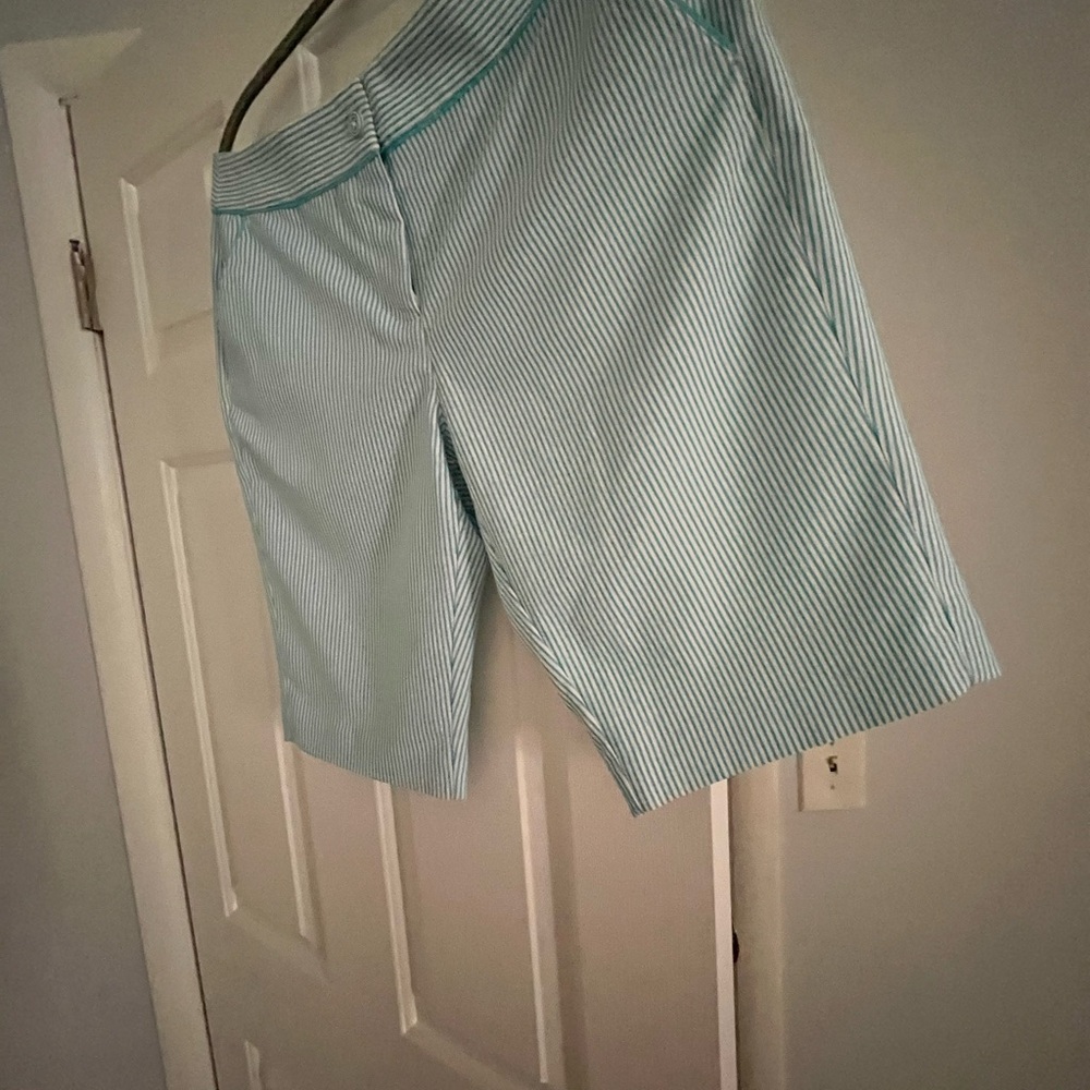 Striped aqua and White Women's Shorts